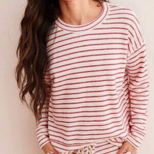 Aeri Striped Long Sleeve Knit Sweater Top Size Medium Oversized Relaxed Fit